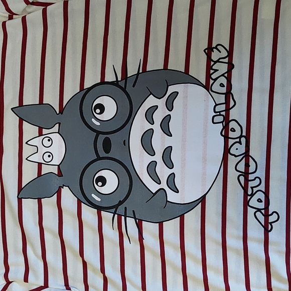 Totoro scoop neck red and white striped soft long sleeve shirt - Picture 3 of 7